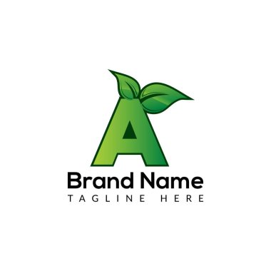 Eco Logo On Letter A Template. Eco On A Letter, Initial Eco, Leaf, Nature, Green Sign Concept