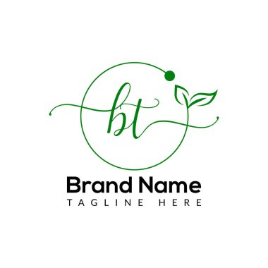 Eco Logo On Letter BT Template. Eco On BT Letter, Initial Eco, Leaf, Nature, Green Sign Concept clipart