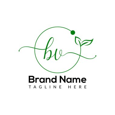 Eco Logo On Letter BV Template. Eco On BV Letter, Initial Eco, Leaf, Nature, Green Sign Concept clipart