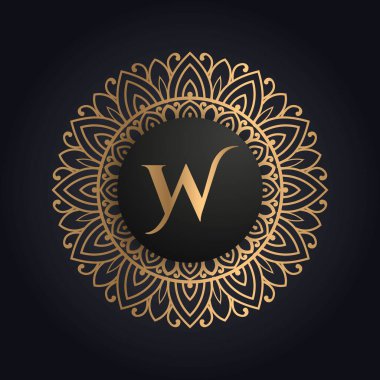 W harfi simge tasarımı. Lüks mücevher çerçeve kenar logoti. Güzellik, Moda, Spa ikonu logo tasarımı
