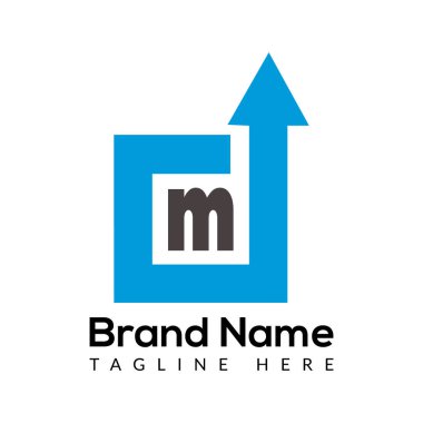 Soyut M harfi modern ilk harf logo tasarımı