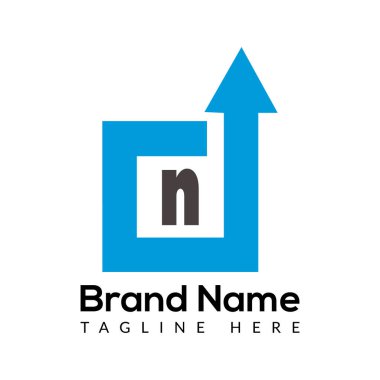 Soyut N harfi modern ilk harf logo tasarımı