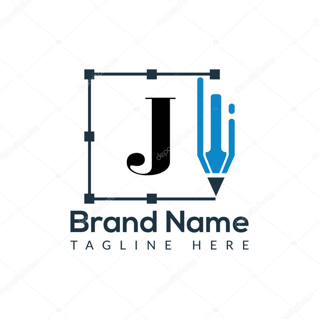 Education Logo On Letter J Template. Initial Educational Sign Concept Template