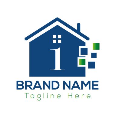 Birinci harf şablonundaki ev logosu. İlk Ev İşareti Kavram Şablonu