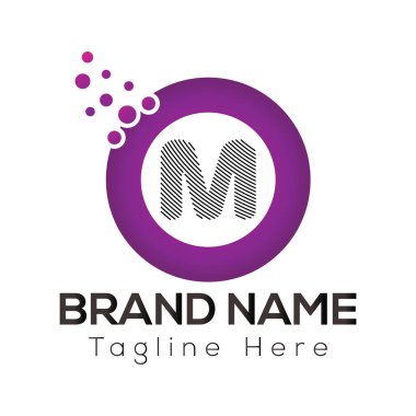 Soyut M harfi modern ilk harf logo tasarımı