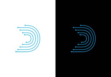 Soyut d harf logo tasarım şablonu