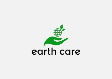 Earth care Abstract world leaf hand emblem logo design