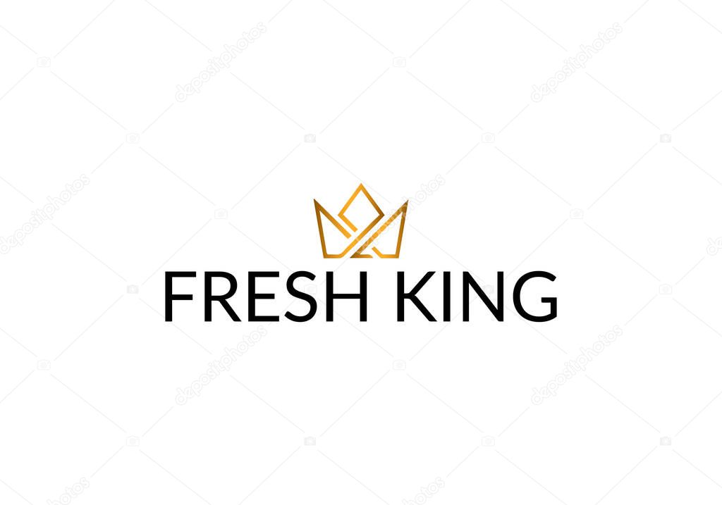 Fresh king Abstract crown emblem logo design