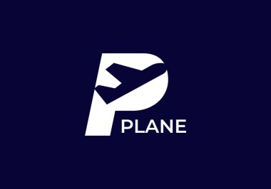 Plane Abstract P letter emblem modern logo design