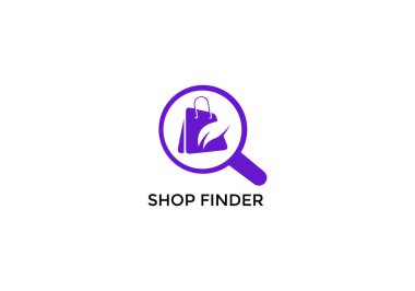 Shop finder Abstract shopping mall search emblem logo design