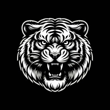 Kaplan başlı maskot logosu siyah arka planda izole edilmiş.