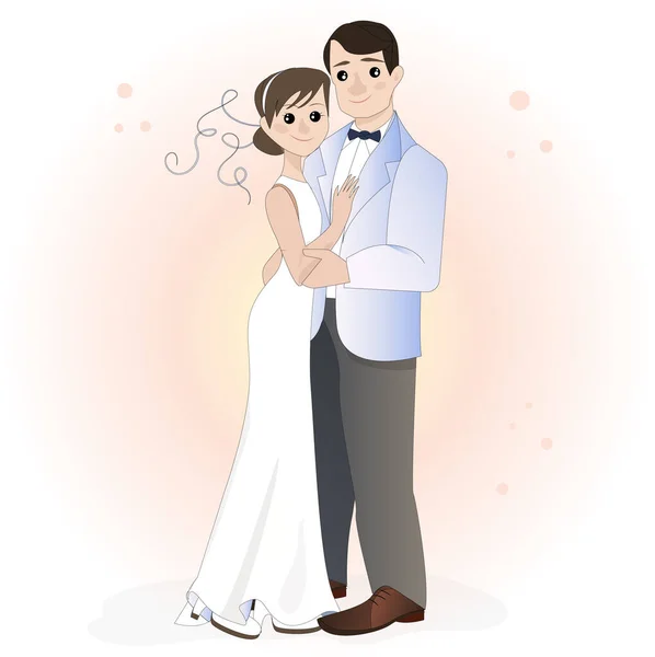 Casamento Romântico Cartão Convite Noiva Noivo Cerimônia Casamento Ilustração Vetorial —  Vetores de Stock