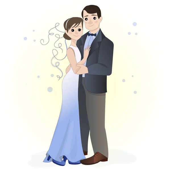 Esküvői Romantikus Meghívó Menyasszony Vőlegény Esküvői Ceremónián Vektorillusztráció — Stock Vector