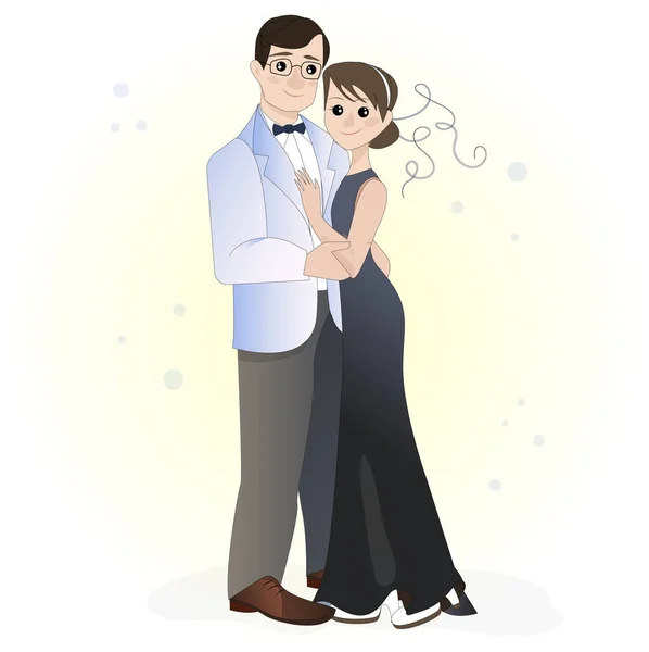 Romantyczna Kartka Ślubna Państwo Młodzi Ceremonii Ślubnej Ilustracja Wektora — Wektor stockowy