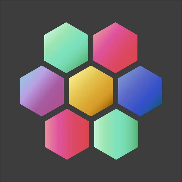 Fond Petits Hexagones Différentes Couleurs Dénivelé Couleur Nid Abeille Gris — Image vectorielle