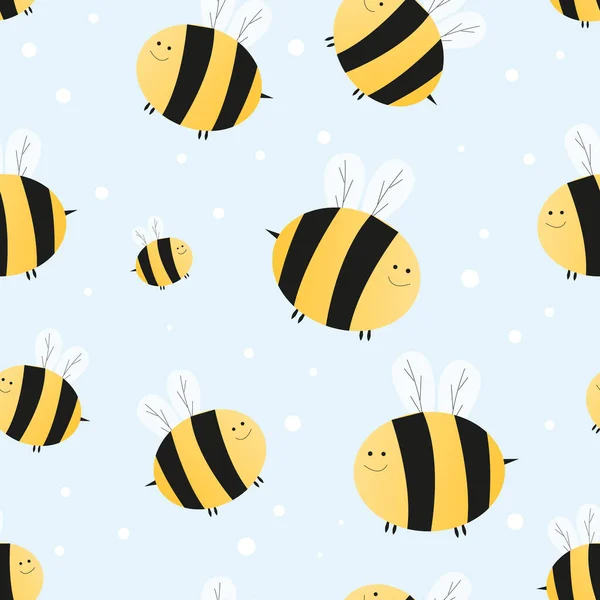 Repülő Méhek Gyerekes Zökkenőmentes Mintázata Illúzió Háttér Banner Matrica Címke — Stock Vector