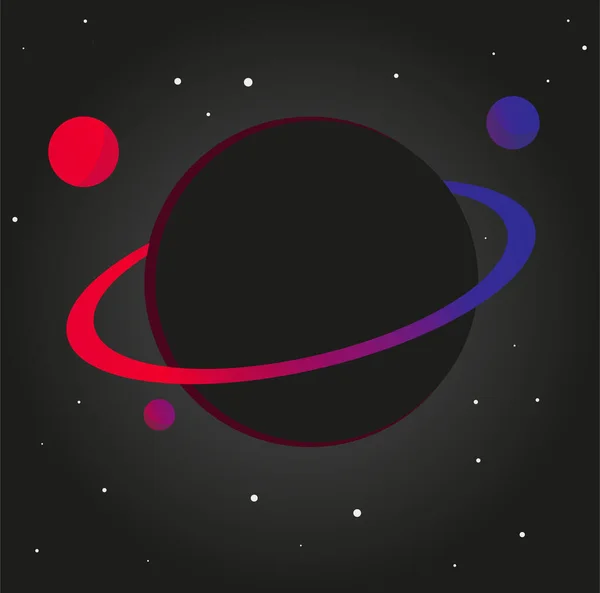 太陽と巨大なリング惑星のSfベクトルのイラスト — ストックベクタ