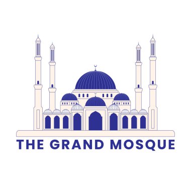 Büyük Cami düz logo çizim şablonu tasarımı