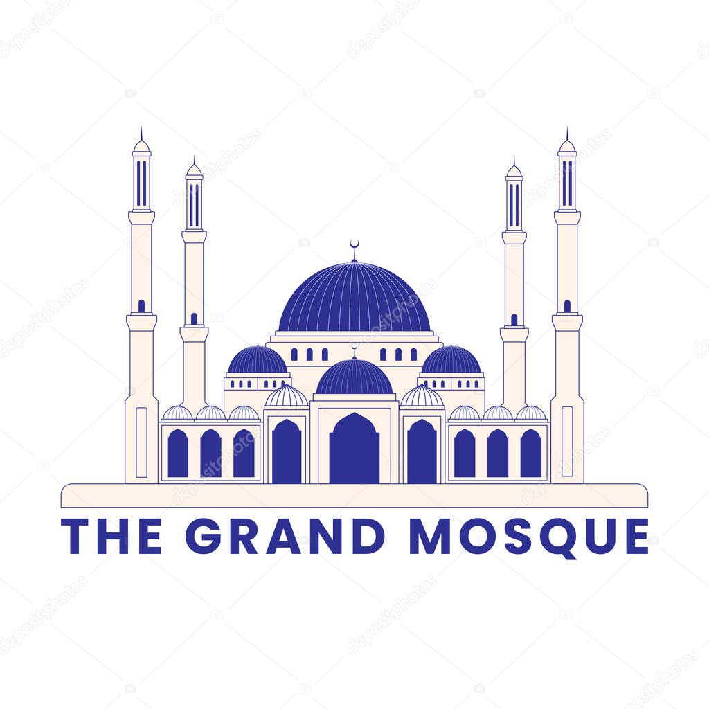 The grand mosque flat logo illustration template design