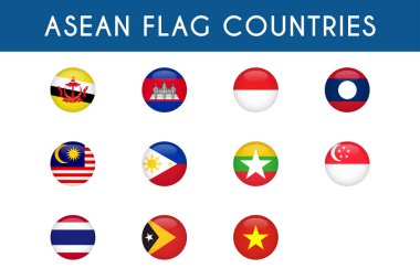 Round 3d Flag Colletion, set of South East Asia Countries flag
