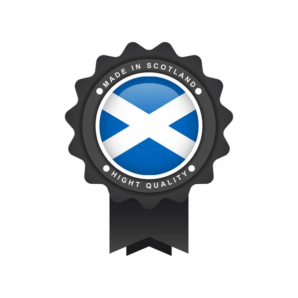 Made Scotland Gold Emblem Badge Labels Vector —  Vetores de Stock