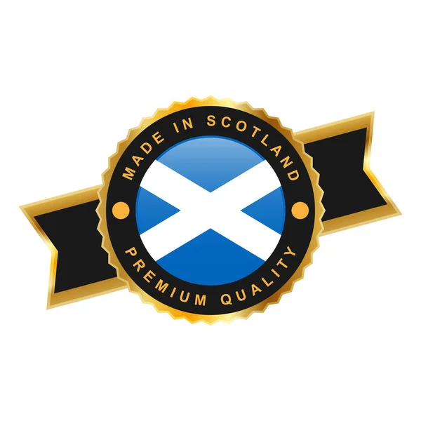 Made Scotland Emblem Badge Label Illustration Template Design Vector —  Vetores de Stock