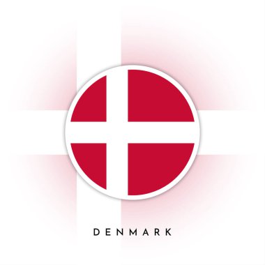 Flag of Denmark, round vector illustration