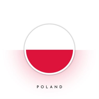 Flag of Poland, round vector illustration