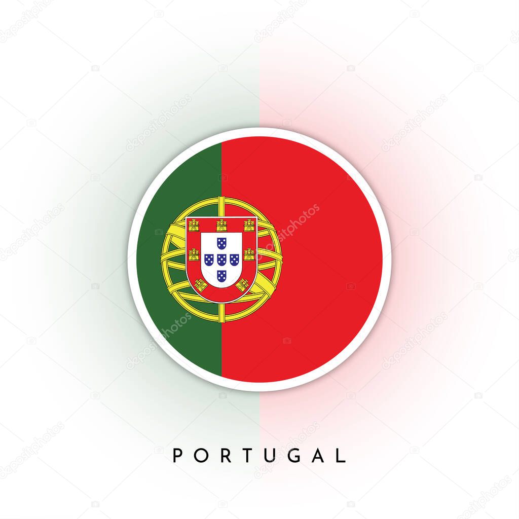 Flag of Portugal, round vector illustration