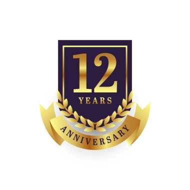 12 years anniversary with emblem badge label illustration template design