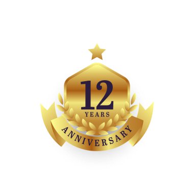 12 years anniversary with emblem badge label illustration template design