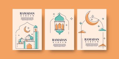 ramadan kareem islamic greeting cards design, vector illustration 