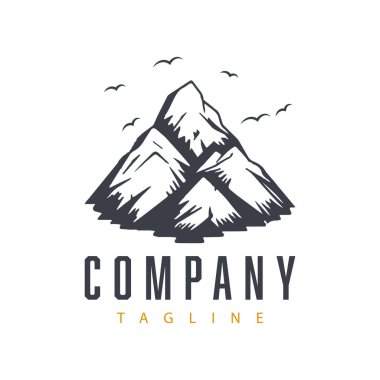 Dağ şirketi macera logosu tasarımı. Vektör illüstrasyonu