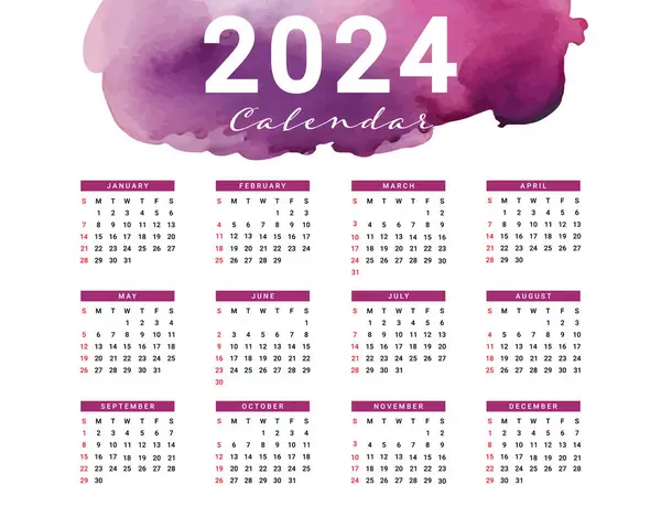 2024 Kalender Mit Schlichtem Buntem Design — Stockvektor