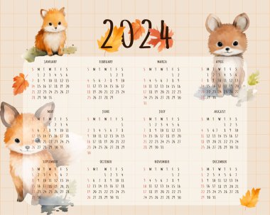 2024 takvimi basit vintage tasarımı