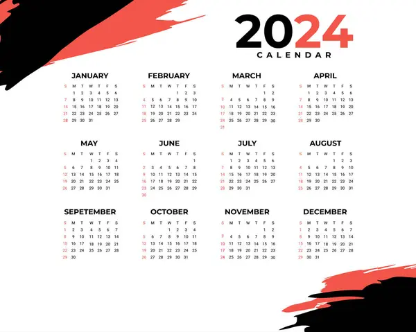 Einfaches Neues Jahr 2024 Vorlage Für Den Jahreskalender — Stockvektor