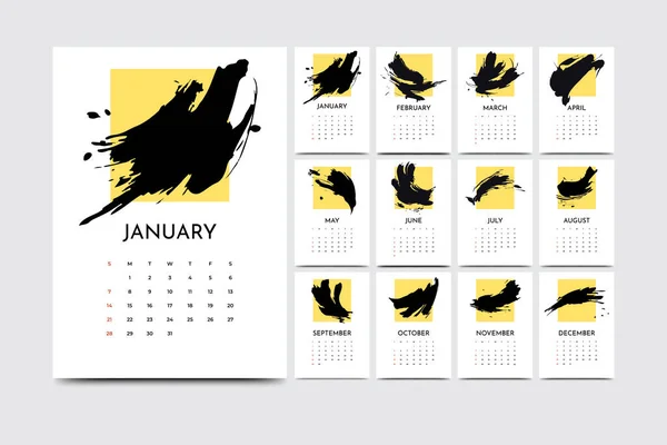 Simple New Year 2024 Annual Calendar Template — Stock Vector