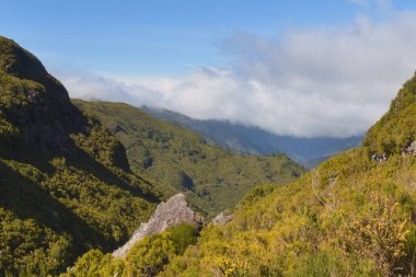 Madeira 'daki Levada das 25 Fontes rotası bize nefes kesici dağ manzaralarını gösteriyor.