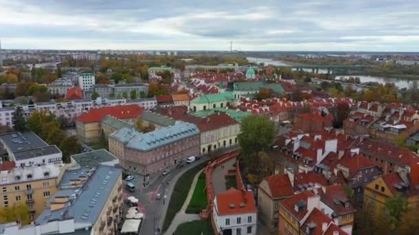 Aerial View Old City Warsaw Poland High Quality Footage — Vídeo de Stock