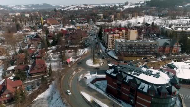 Drone View Main Street Zakopane Beautiful City Poland High Quality — Wideo stockowe