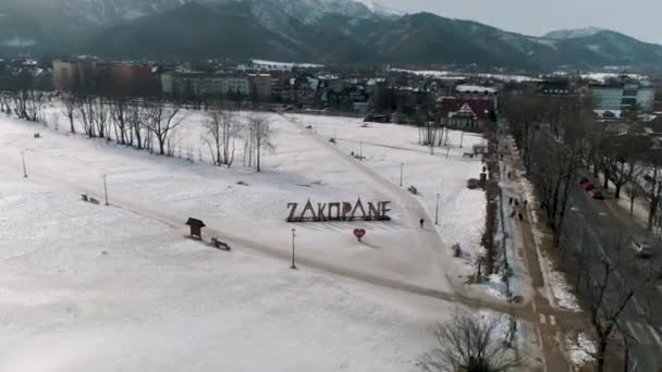 Beautiful View Wooden Regional Inscription Zakopane High Quality Footage — Stok video