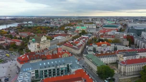 Aerial View Krakowskie Przedmiescie Warsaw Poland High Quality Footage — Stockvideo