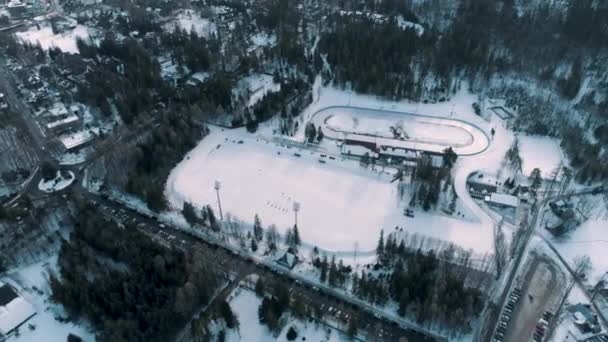 Winter Aerial View Athletics Stadium Zakopane Beautiful Poland High Quality — Video