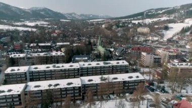 Winter Aerial View of Zakopane. Beautiful City in Poland. High quality 4k footage