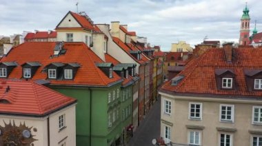 Aerial View of Old Town in Warsaw, Poland. High quality 4k footage