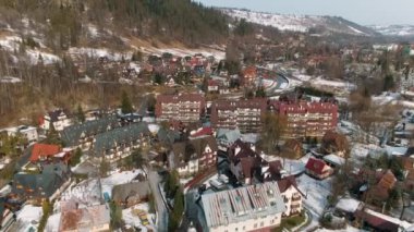 Winter Aerial View of Zakopane. Beautiful City in Poland. High quality 4k footage
