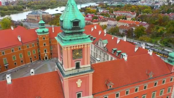Aerial View Royal Castle Warsaw Poland High Quality Footage — Vídeo de Stock
