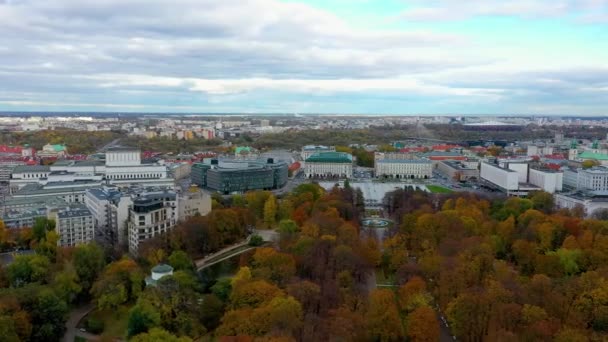 Aerial View Saskis Garden Warsaw Poland High Quality Footage — Stock video