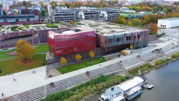 Aerial View Copernicus Science Center Warsaw High Quality Footage — Vídeo de stock