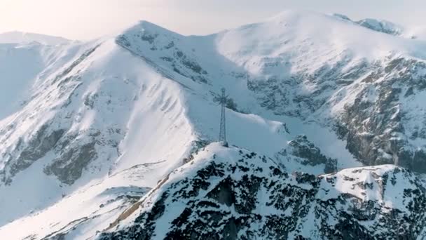 Winter Aerial View Cross Giewont Zakopane Beautiful Tatras High Quality — Stock video